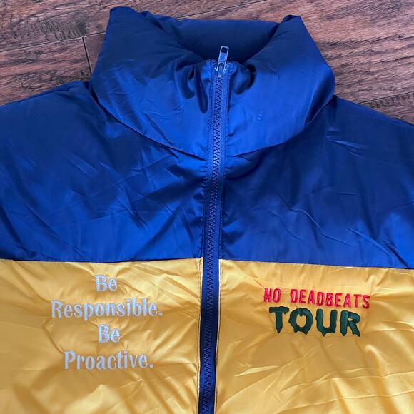 RARE Deadbeats Tour Unbranded Colorblock Puffer Jacket Zip Festival EDM Jacket - Picture 9 of 12